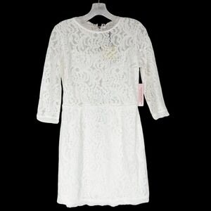 New Dress Forum Mini Dress Womens Medium Lace White Bridal Rehearsal Dinner‎ M